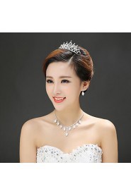 Women's Alloy Headpiece - Wedding/Special Occasion Tiaras 3 Pieces Including Tiara Earrings Necklace