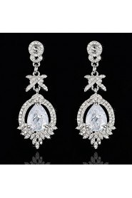 Vintage Women's Earrings Diamond Silver Earring For Wedding Bridal