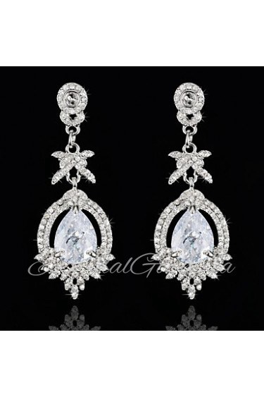 Vintage Women's Earrings Diamond Silver Earring For Wedding Bridal