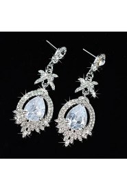 Vintage Women's Earrings Diamond Silver Earring For Wedding Bridal