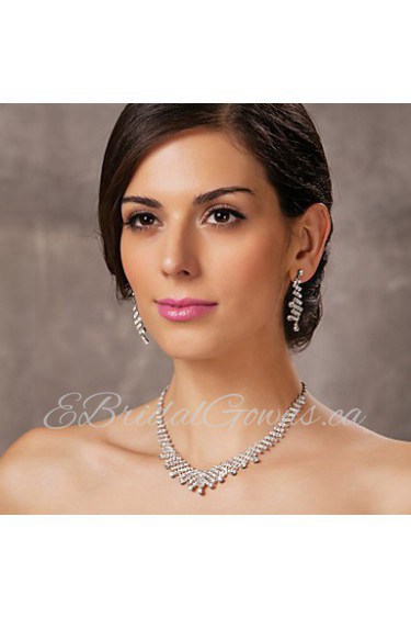 Beautiful Czech Rhinestones Alloy Plated Wedding Bridal Jewelry Set,Including Necklace And Earrings