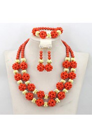 Latest Fashion Nigerian Crystal Beads Balls Necklace Set Women Party Beads Jewelry Set