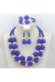 Latest Fashion Nigerian Crystal Beads Balls Necklace Set Women Party Beads Jewelry Set