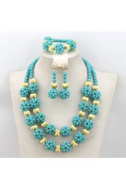 Latest Fashion Nigerian Crystal Beads Balls Necklace Set Women Party Beads Jewelry Set