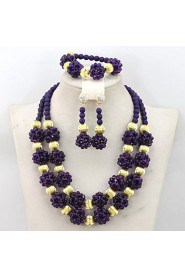 Latest Fashion Nigerian Crystal Beads Balls Necklace Set Women Party Beads Jewelry Set