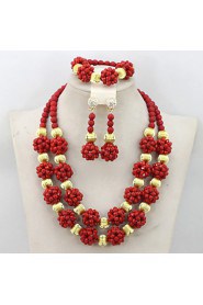 Latest Fashion Nigerian Crystal Beads Balls Necklace Set Women Party Beads Jewelry Set