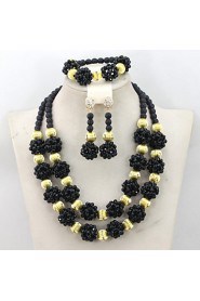 Latest Fashion Nigerian Crystal Beads Balls Necklace Set Women Party Beads Jewelry Set