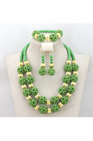 Latest Fashion Nigerian Crystal Beads Balls Necklace Set Women Party Beads Jewelry Set