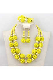 Latest Fashion Nigerian Crystal Beads Balls Necklace Set Women Party Beads Jewelry Set