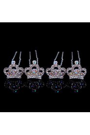 Hot Alloy Hairpins With Rhinestone Wedding/Party Headpiece(Set of 4)