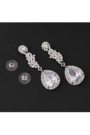 Vintage Women's Earrings Crystal Zircon Diamond Silver Earring For Wedding Bridal