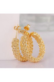 Fashion Round Shaped Environmental Copper Gold Earrings Jewerly(Rose Gold Plating Adjustable Gold Plating)(1Pair)