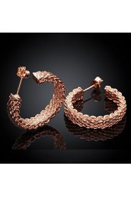 Fashion Round Shaped Environmental Copper Gold Earrings Jewerly(Rose Gold Plating Adjustable Gold Plating)(1Pair)