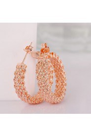 Fashion Round Shaped Environmental Copper Gold Earrings Jewerly(Rose Gold Plating Adjustable Gold Plating)(1Pair)