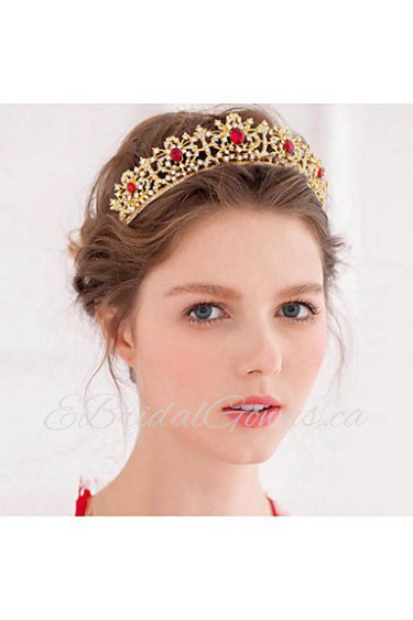 Gloden Gorgeous Rhinestones Wedding/Party Headpieces/Tiaras with Crystals