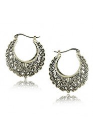 Tribal Ethnic Tibetan Silver Carving Earrings for Women