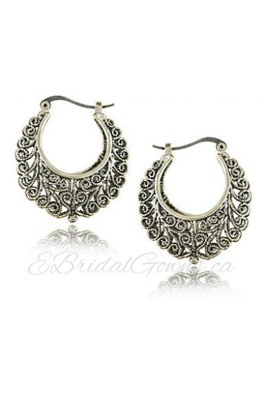 Tribal Ethnic Tibetan Silver Carving Earrings for Women