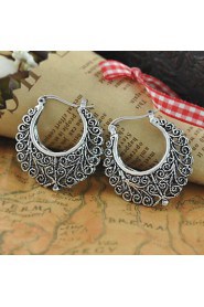 Tribal Ethnic Tibetan Silver Carving Earrings for Women