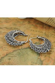 Tribal Ethnic Tibetan Silver Carving Earrings for Women