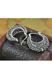 Tribal Ethnic Tibetan Silver Carving Earrings for Women