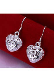 Special Heart Shape Silver Plated Foreign Trade Earring(Silver)(1Pair)