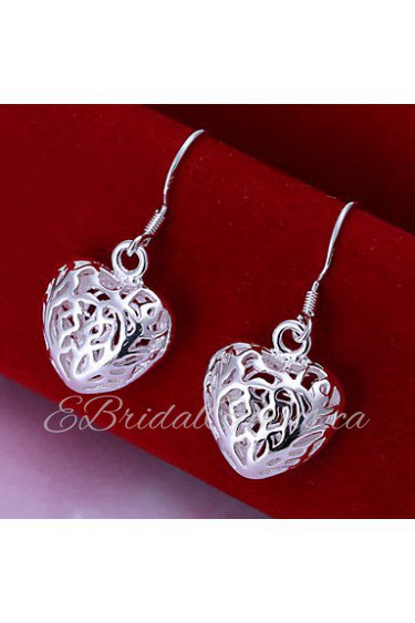 Special Heart Shape Silver Plated Foreign Trade Earring(Silver)(1Pair)