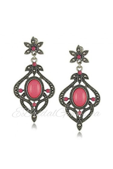 Pink stone earrings Flower Design Vintage Pink Earrings Bohemia Earrings