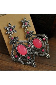 Pink stone earrings Flower Design Vintage Pink Earrings Bohemia Earrings