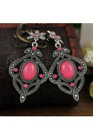 Pink stone earrings Flower Design Vintage Pink Earrings Bohemia Earrings