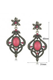 Pink stone earrings Flower Design Vintage Pink Earrings Bohemia Earrings