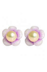 Flower Pattern Pearl Earrings