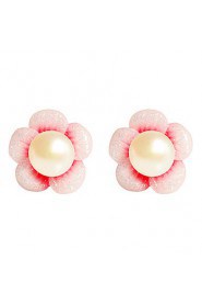 Flower Pattern Pearl Earrings