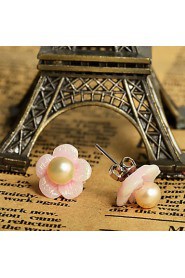 Flower Pattern Pearl Earrings