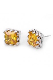 Brass With Cubic Zirconia Stud Earrings(More Colors)