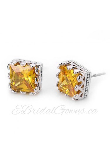 Brass With Cubic Zirconia Stud Earrings(More Colors)