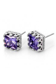 Brass With Cubic Zirconia Stud Earrings(More Colors)