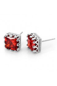 Brass With Cubic Zirconia Stud Earrings(More Colors)