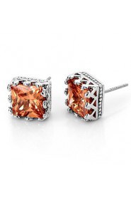 Brass With Cubic Zirconia Stud Earrings(More Colors)