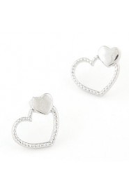 Women's European Style Fashion Sweet Loving Heart Alloy Stud Earrings