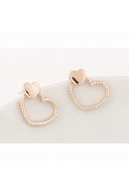 Women's European Style Fashion Sweet Loving Heart Alloy Stud Earrings