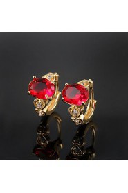 Fabulous Brass Yellow Gold Plated with Cubic Zirconia Women's Earrings(More Colors)