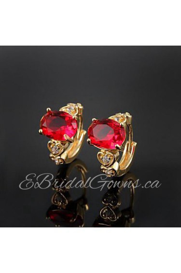 Fabulous Brass Yellow Gold Plated with Cubic Zirconia Women's Earrings(More Colors)