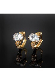 Fabulous Brass Yellow Gold Plated with Cubic Zirconia Women's Earrings(More Colors)