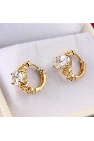 Fabulous Brass Yellow Gold Plated with Cubic Zirconia Women's Earrings(More Colors)