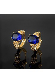 Fabulous Brass Yellow Gold Plated with Cubic Zirconia Women's Earrings(More Colors)