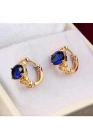 Fabulous Brass Yellow Gold Plated with Cubic Zirconia Women's Earrings(More Colors)