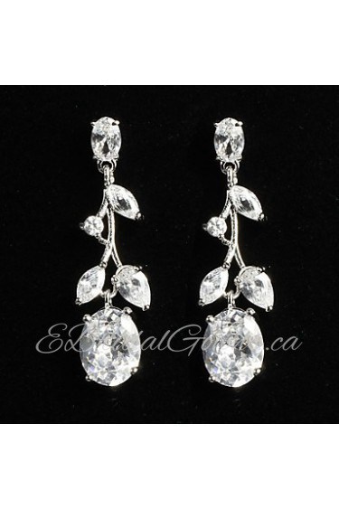 Drop Earrings Women's Platinum Earring Cubic Zirconia