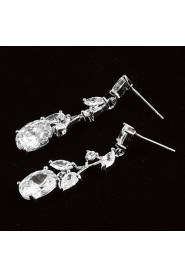 Drop Earrings Women's Platinum Earring Cubic Zirconia