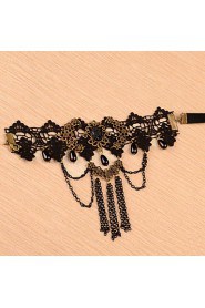 Vintage Black Gem Tassel Chain Bracelet