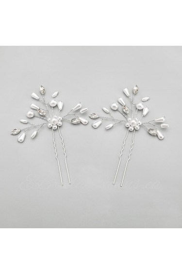 Women Alloy Hairpins With Imitation Pearl/Rhinestone Wedding/Party Headpiece